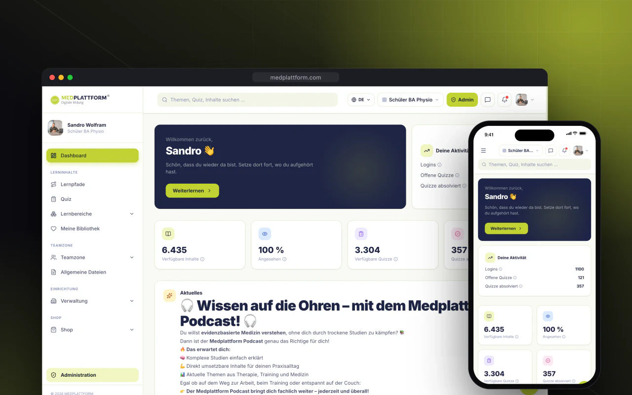 medplattform – Digitale Lernplattform für Medizin und Therapie – Projektansicht