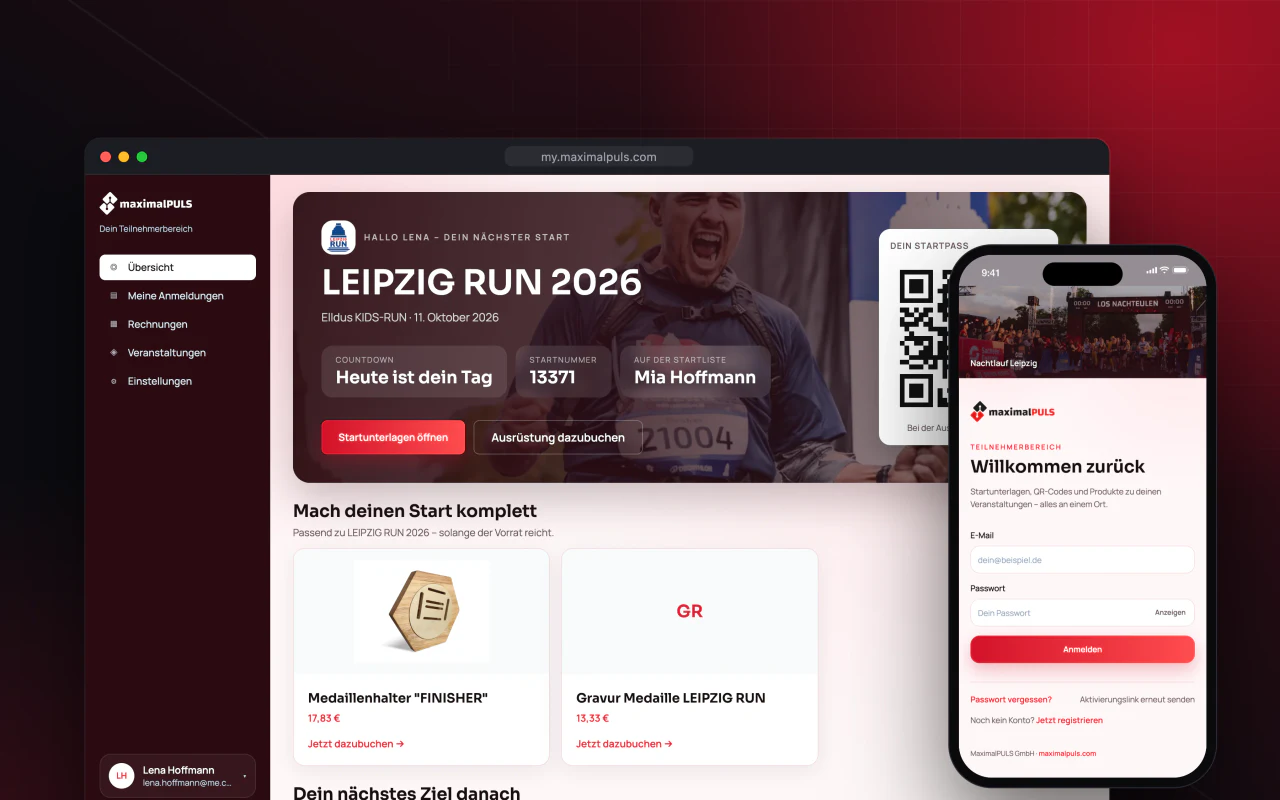 maximalPULS – Anmelde- und Eventplattform für Sportevents – Projektansicht