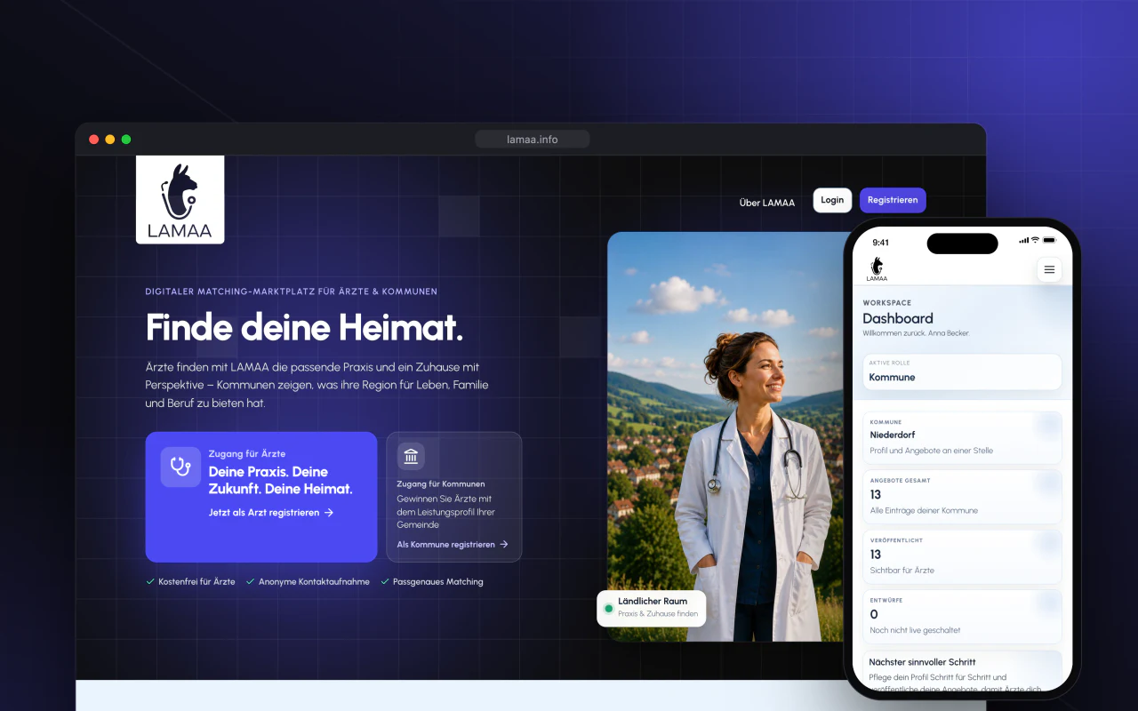 LAMAA – Matching-Plattform für Ärzte und Kommunen – Projektansicht