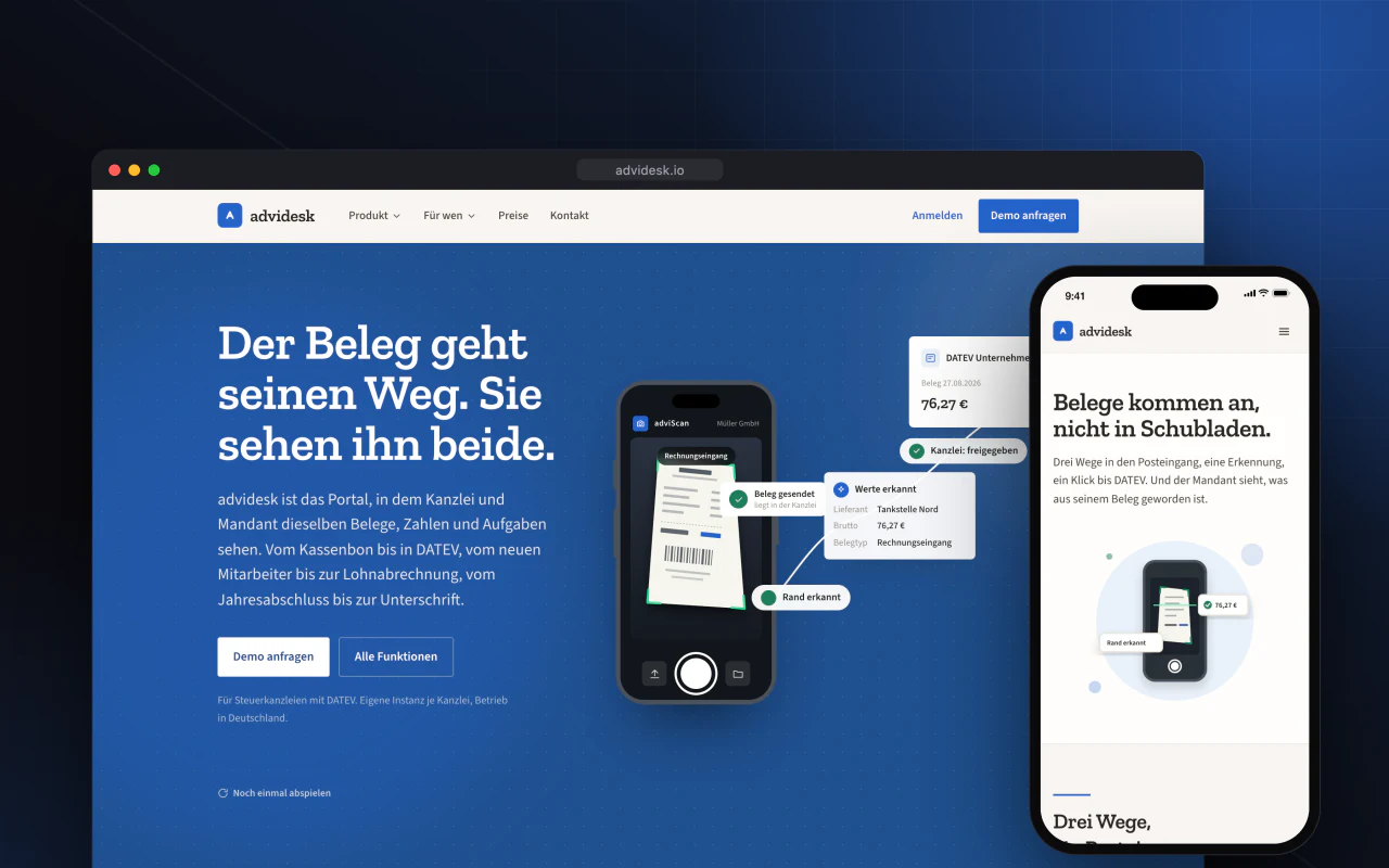 advidesk – Portal für Steuerkanzlei und Mandant – Projektansicht